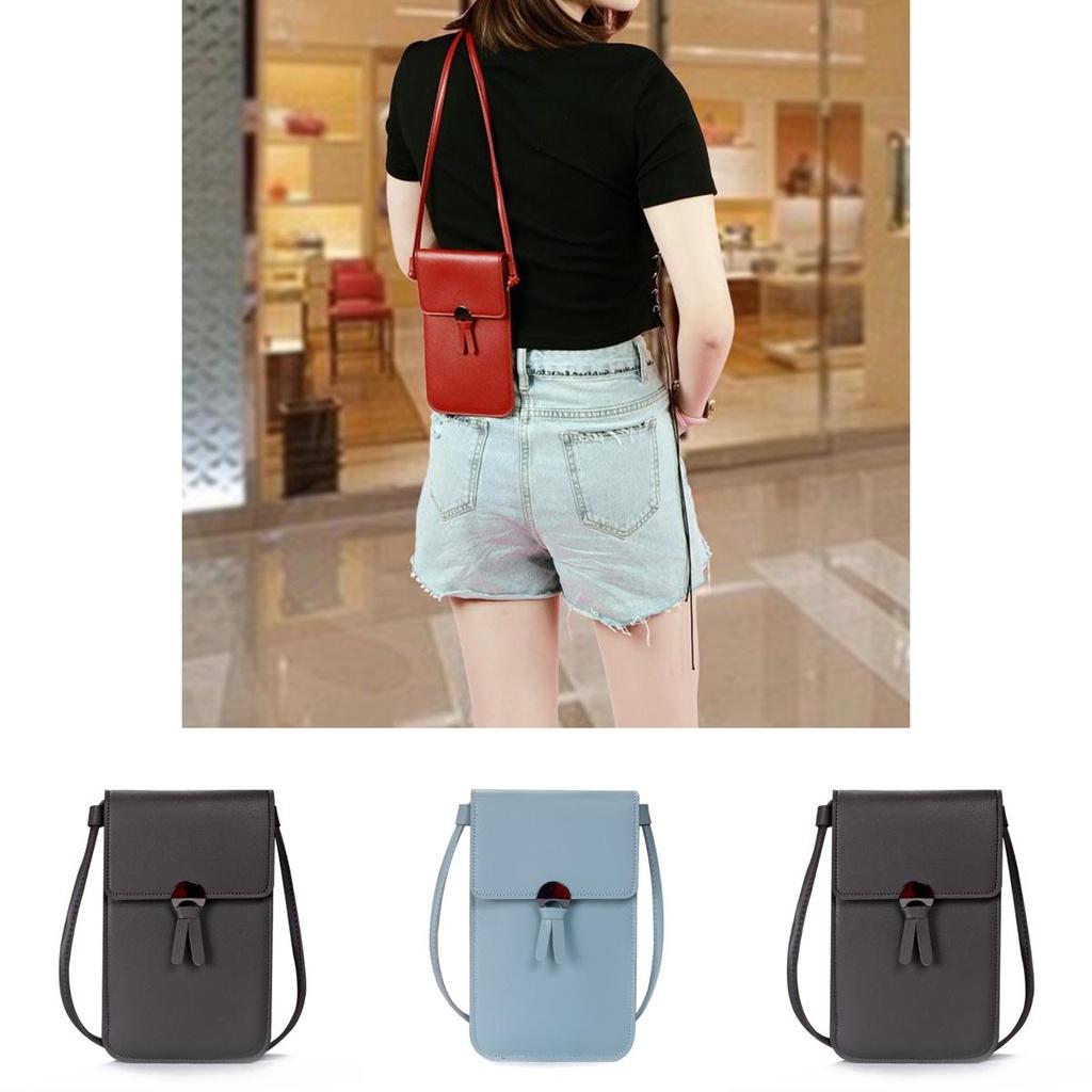 Women Transparent Touch Screen Mini Phone Pouch Shoulder Strap Mobile Bag With Snap Closure