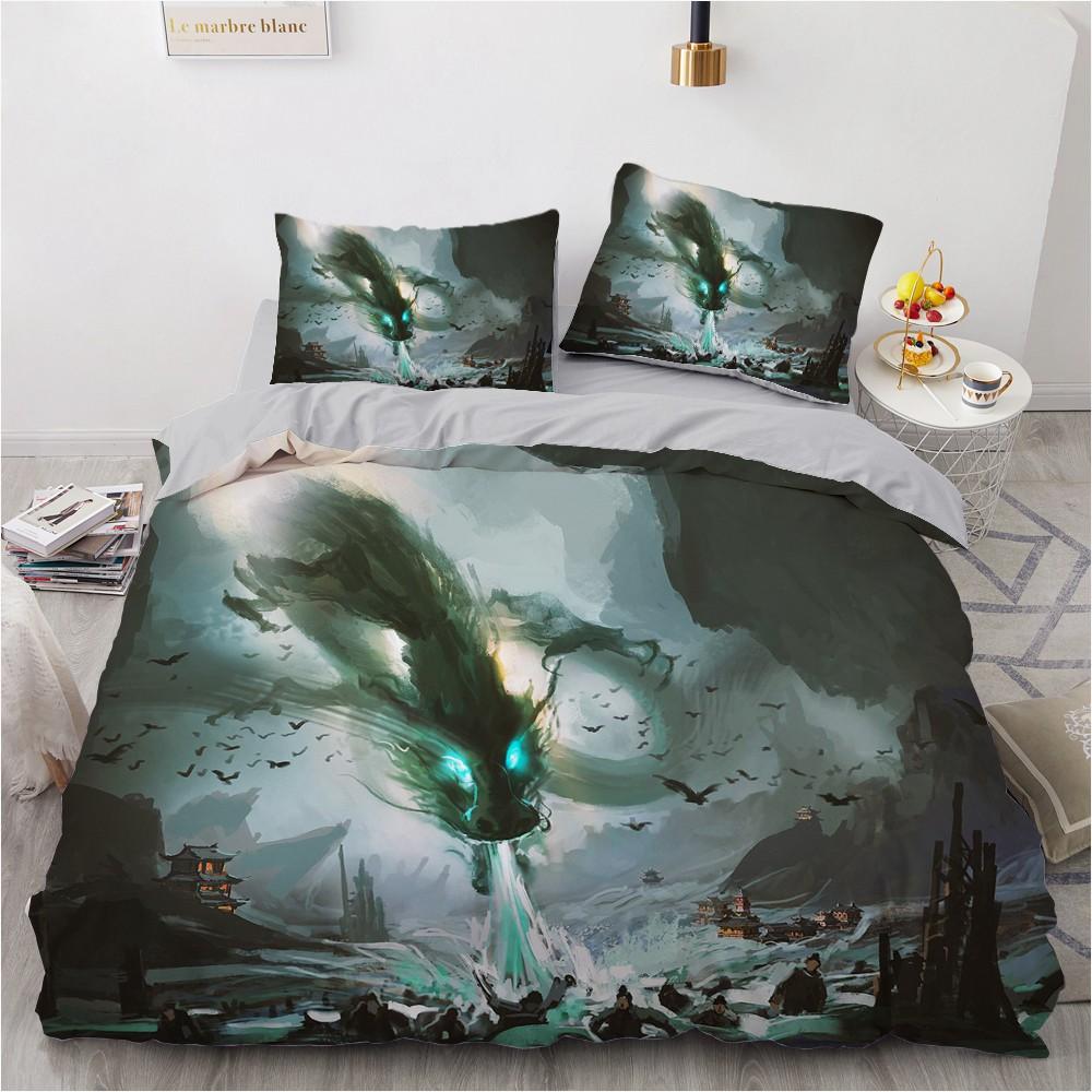 3D Horror Skull Demon Duvet Cover Set Skeleton Gothic Monster Bedding Set Black Comforter Cover For Boys,full Queen Size 2/3pcs