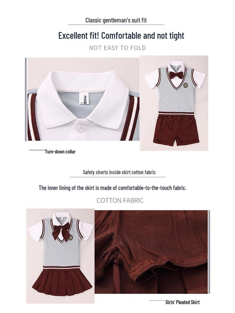 Summer 2020 British Style Primary School Uniform Set for Boys and Girls