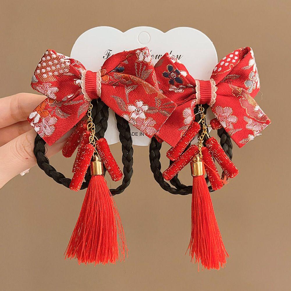 Flower Children Bow Wig Hairpin Tassels Hanfu Hair Sticks All-match Ancient Style Hairpin Baby