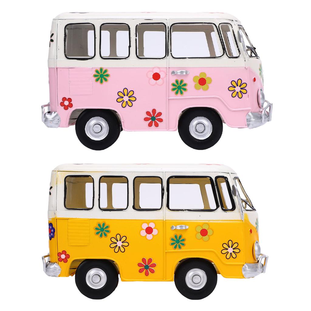 Tissue Box Holder Vintage Creative Bus Shape Iron Tissue Box Cover for Decoration Desktop Ornament For Kitchens Living Rooms