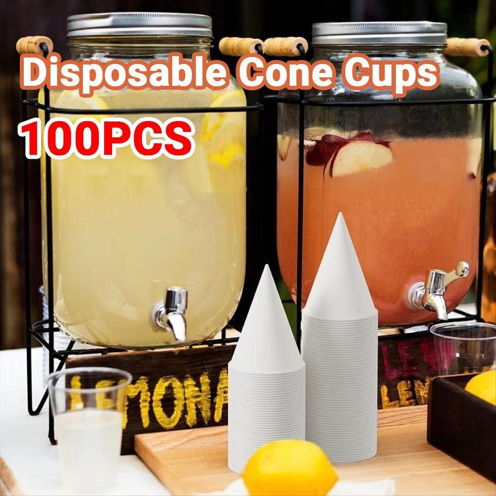 200Pcs Leakproof Snow Cone Cups Coated Cone Party Tableware Eco-Friendly Disposable Paper Cups Gyms