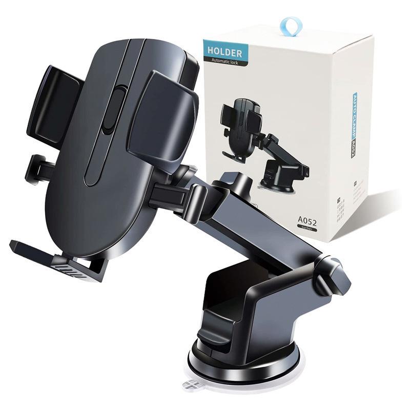 Car Phone Holder with Strong Suction Cup, Retractable Automatic Lock & 360° Rotation