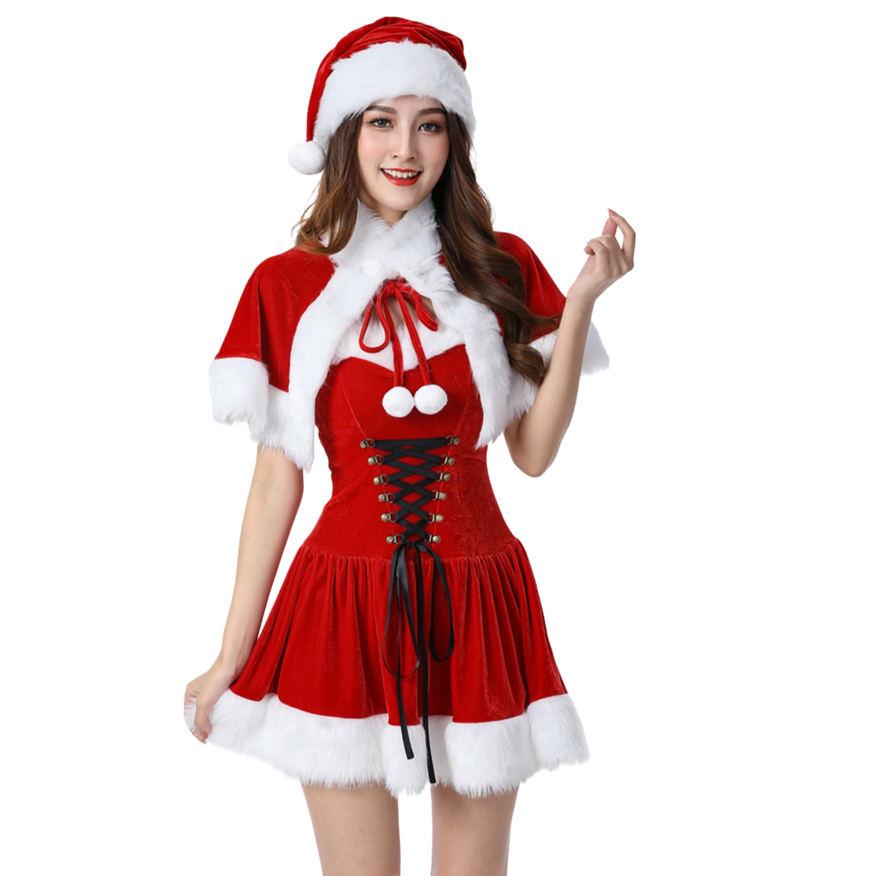 

Милый Санта Рождество Сексуальный Санта Клаус Большого размера Санта Супер милый Стильный Костюмный набор для сцены Новый и в подарок Бесплатно [MiniAya] Женский косплей,