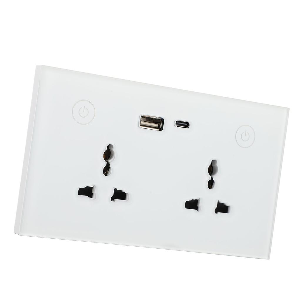 Smart Wall Outlet 2.4G WiFi Touch Light Switch Voice Control Smart Plug with USB and TYPE C Charger