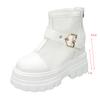 Fashion Pink Lovely Height Increasing Boots Women Breathable Mesh Buckle Zip Decor Summer Boots thick sole chunky platform uniform shoes
