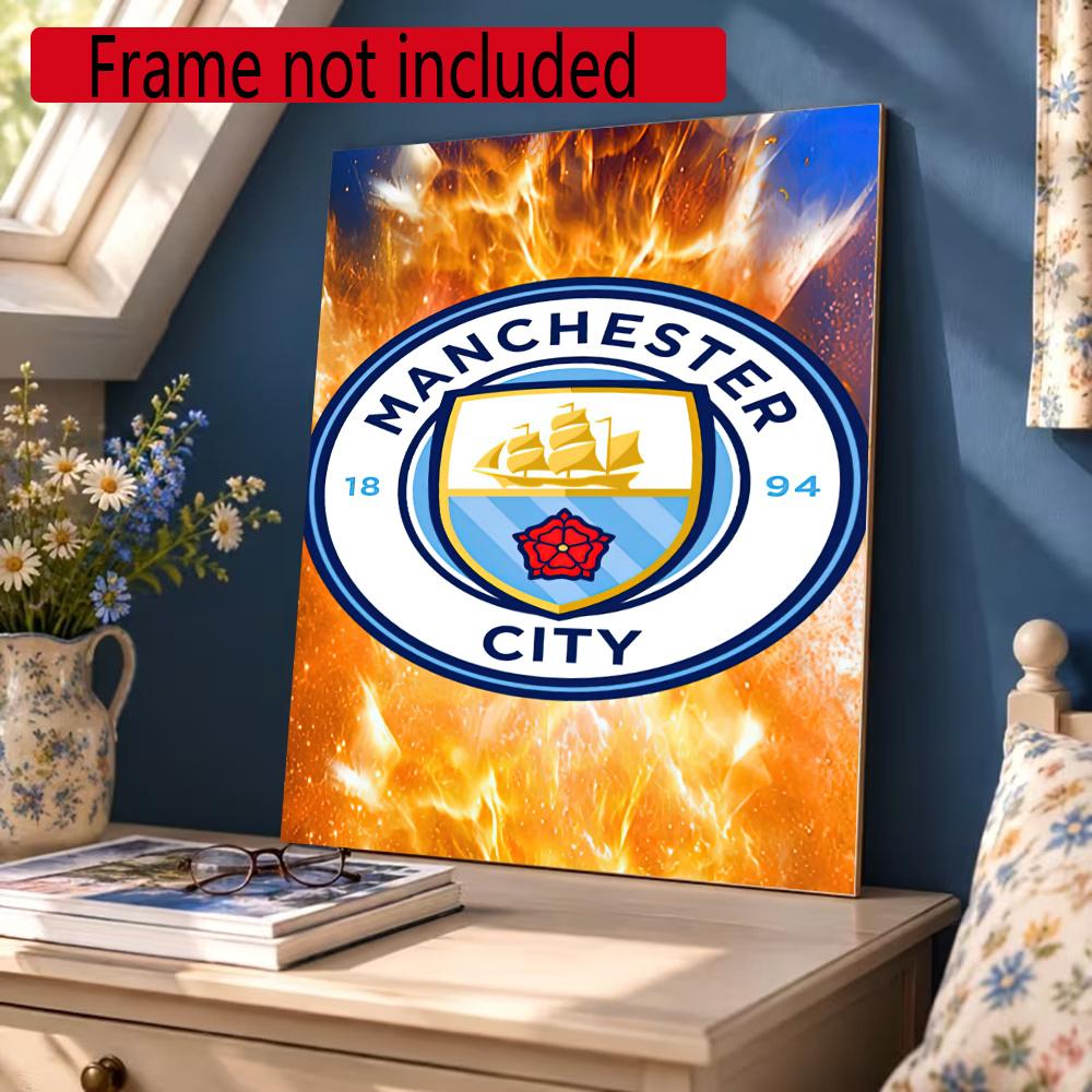 Manchester City 5D Diy Diamond Painting Round Diamond Diy Frameless Holiday Artwork Suitable For Home Office Wall Decoration