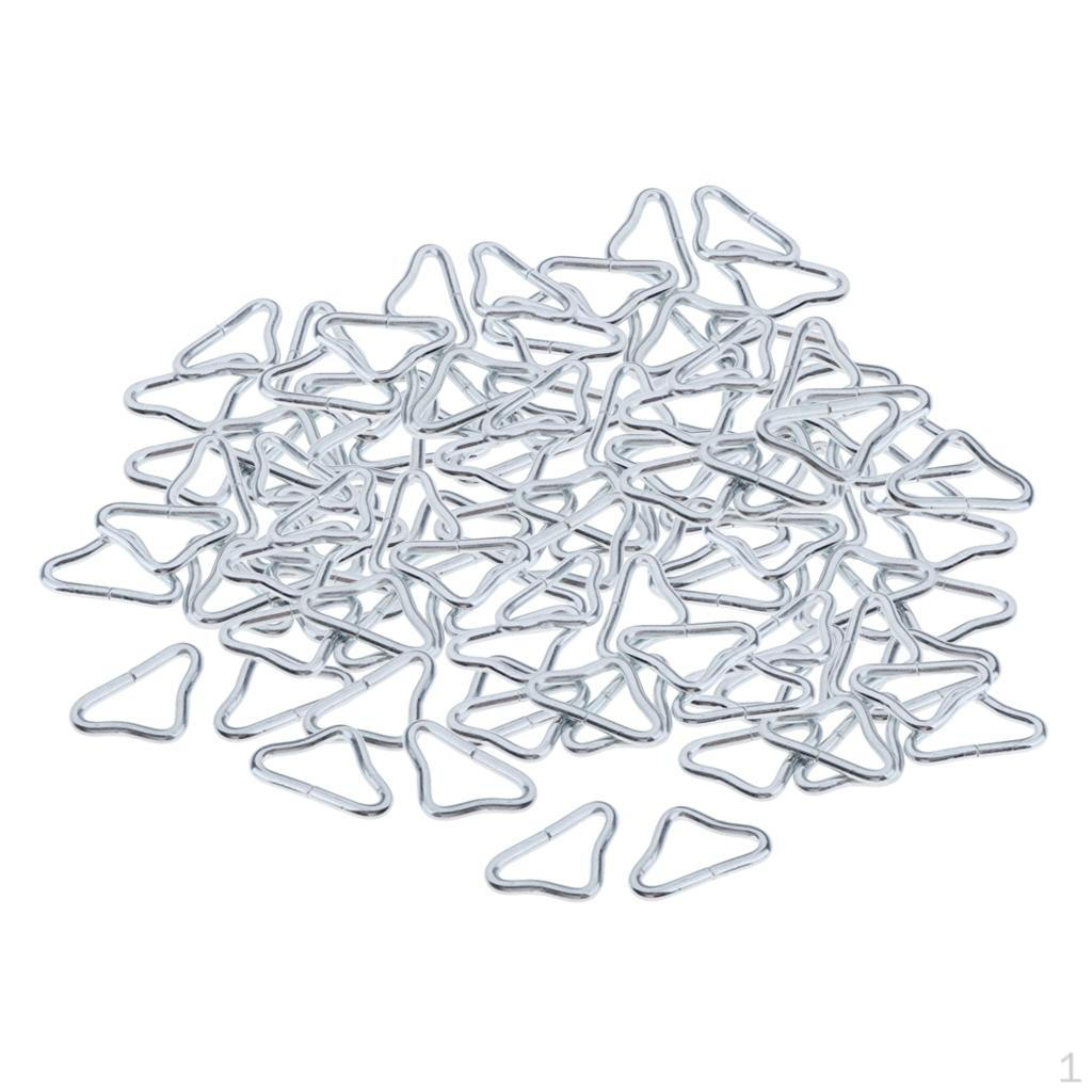 100 Metal Silver Triangle Buckle 1.5" Dia Loop For