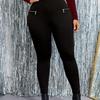Plus Size Women's Slim Fit Zipper Leggings