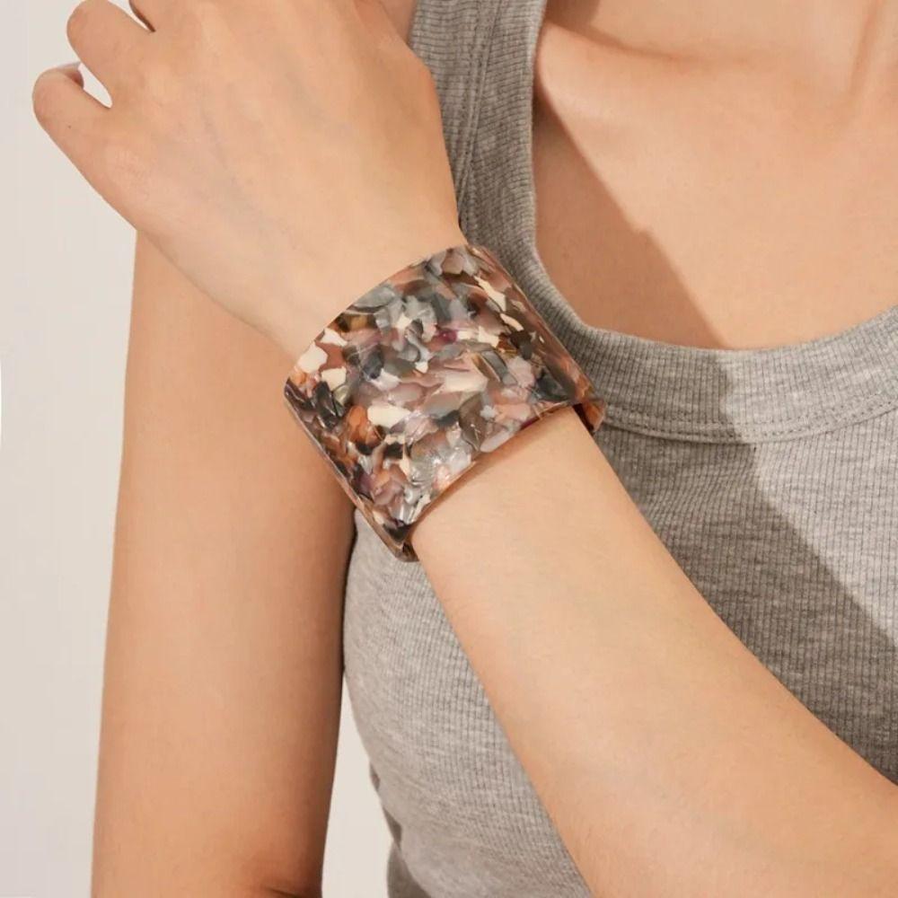 Europe American Style Open Wide Bracelet Geometric Smudged Hand Ring Acelete Plate Bangle Girls
