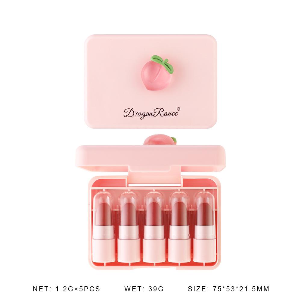 Fünf Lippenstifte Set, Langanhaltend Matt, Für Alle Hauttypen Geeignet, Nicht Verblassende Textur, Zarte Fruchtige Textur, Tragbare Reisegröße Make-up Lippenstift