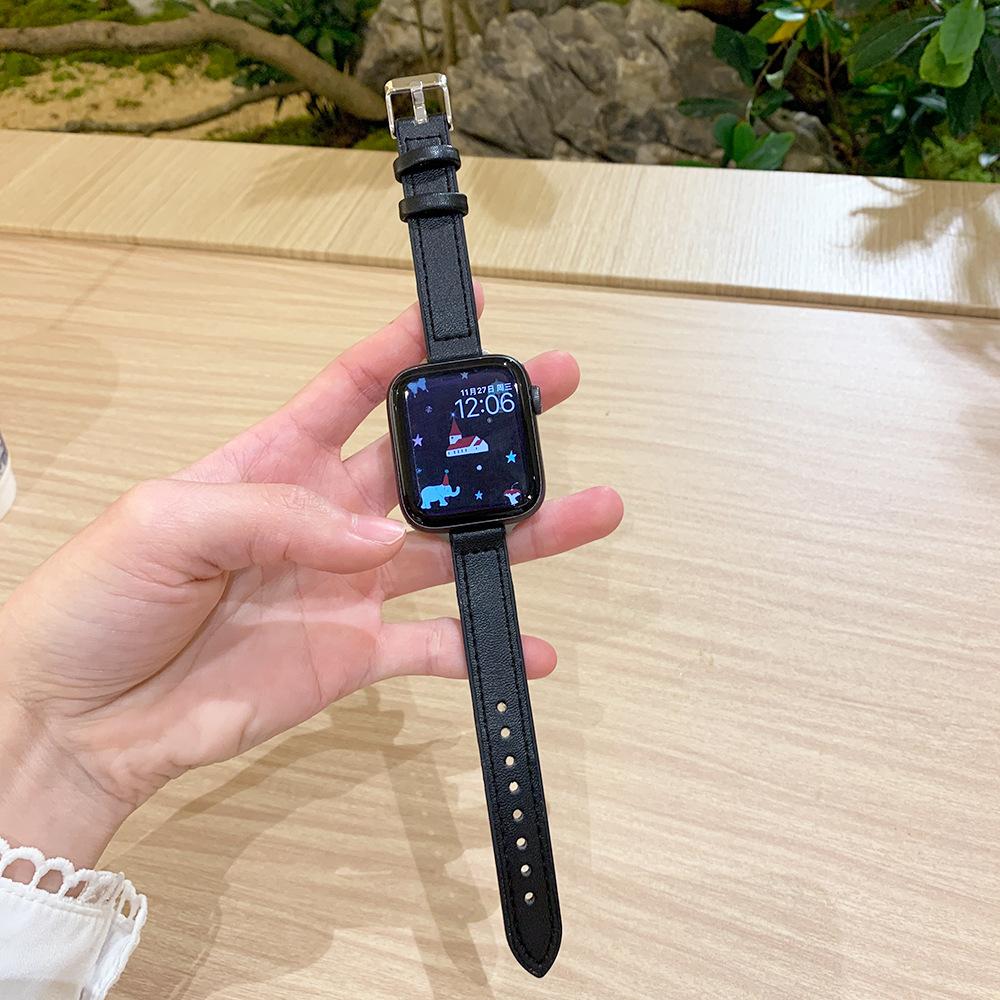Suitable For Apple Applewatch10 Watch With Fine Silicone Sticker Leather Iwatch9876 Generation Se Strap For Women