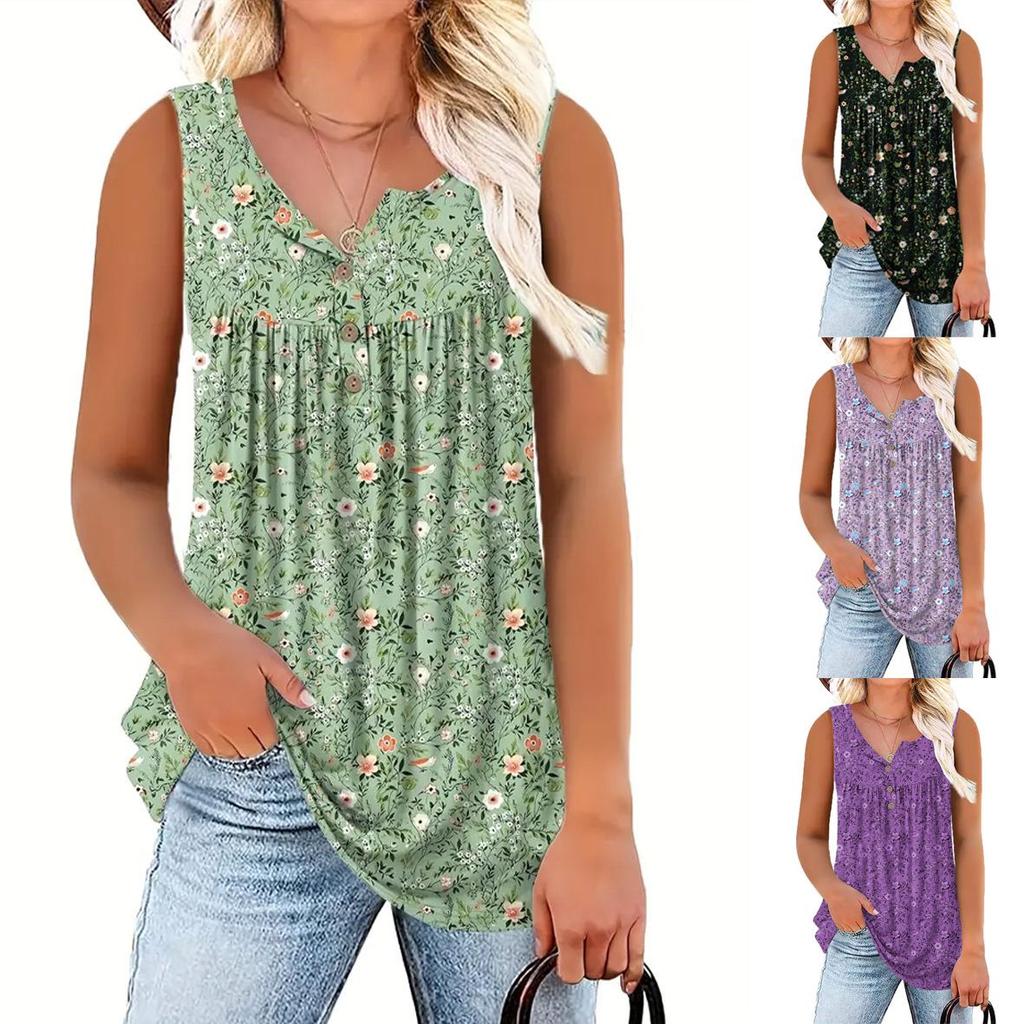 2025 European & American Sleeveless Round Neck Printed Dress for Women