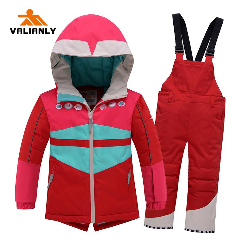 

Зимний зимний комбинезон для девочек VALIANLY, детские зимние лыжные костюмы, уличные зимние комплекты, лыжная куртка, штаны, комплекты из 2 предметов для девочек, сноубордические комплекты 4Y красный