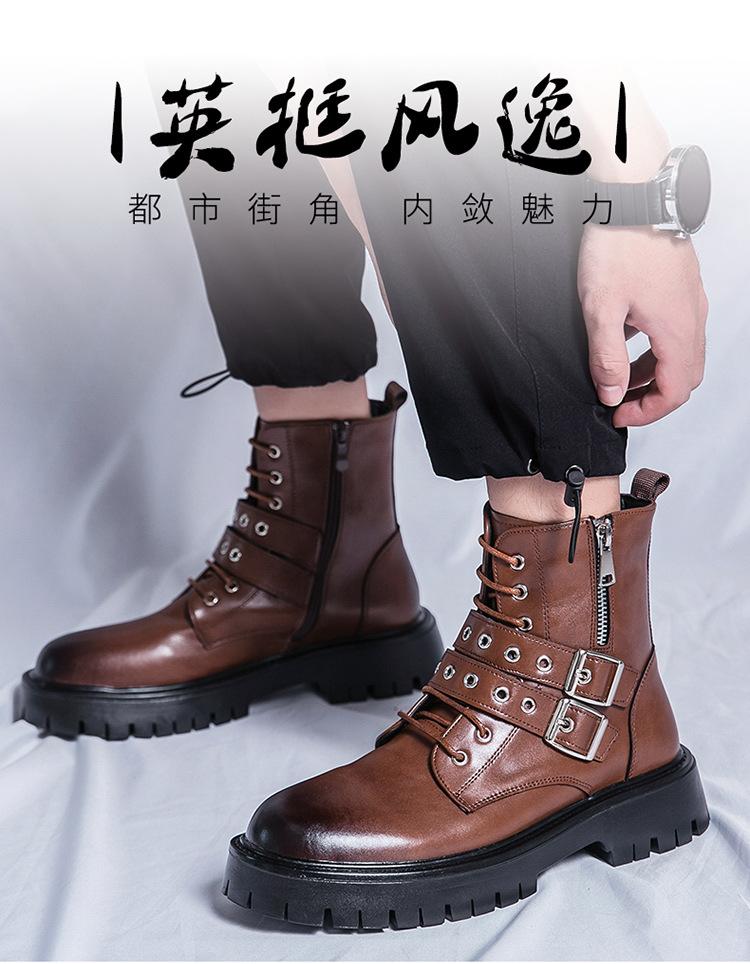 Martin boots men's boots medium tube 2025 autumn and winter new tooling boots men's thick-soled lace-up British wind locomotive boots men