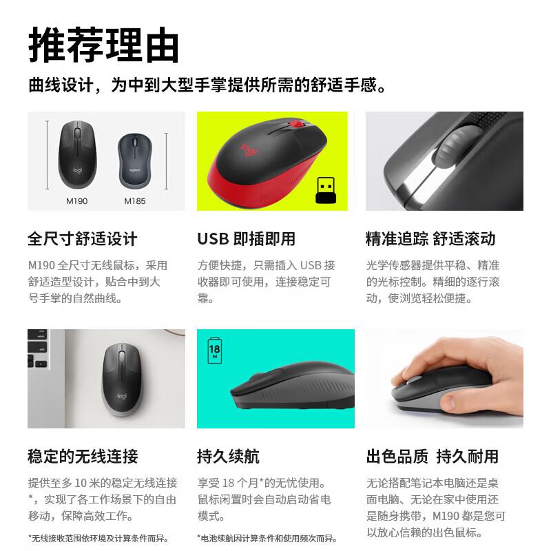 

Logitech M190 Full-Size Wireless Optical Mouse