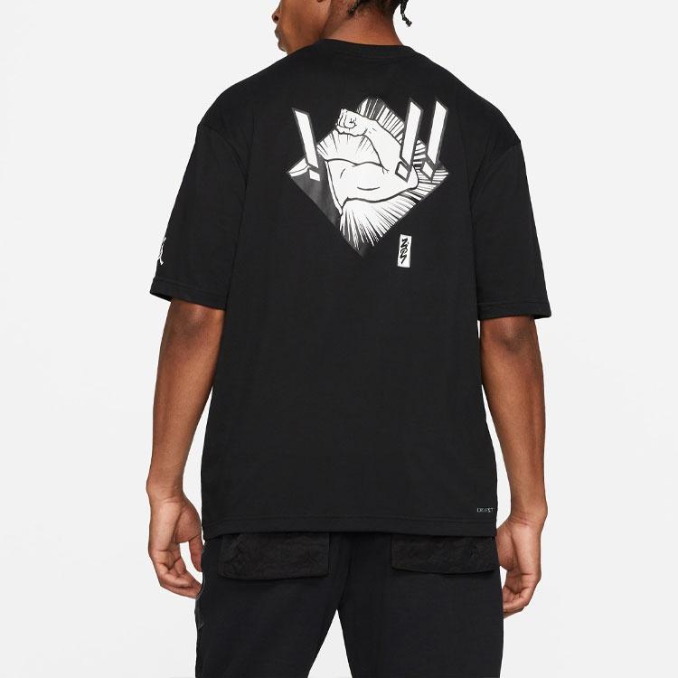 Nike Men's Jordan Dri-FIT Zion Basketball Sports Printing Knit Round Neck Short Sleeve Black T-Shirt DH0593-010