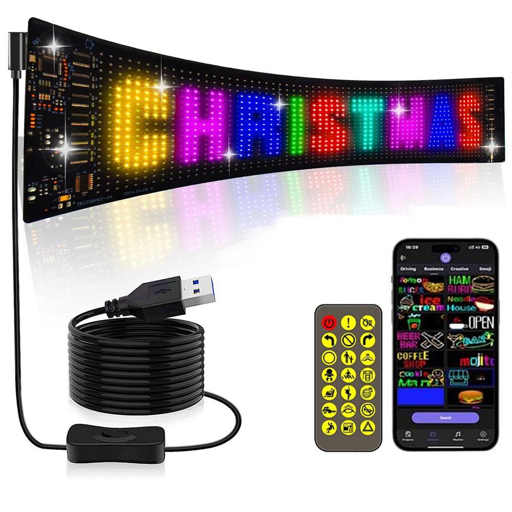 16x96Plus Programmable LED Scrolling Sign Full Color Display Board with Bluetooth APP Control Custom Text & GIF Patterns