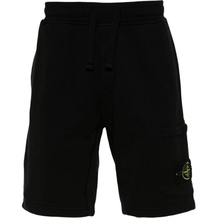 

Stone Island Logo Mid Waist Slim Fit Drawstring Casual Shorts Men shorts Black 811564651-A0029 XL