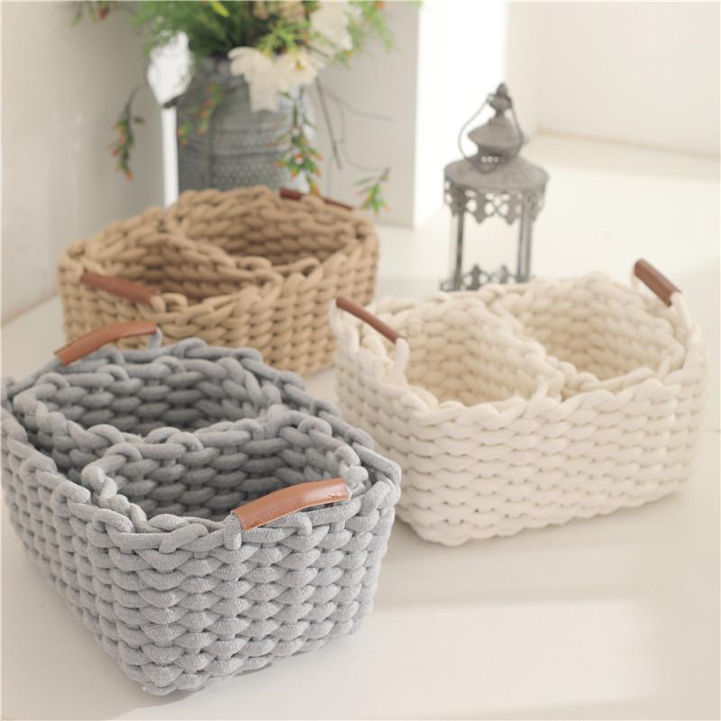 Sundries Cotton Rope Storage Baskets: Large & Small Cosmetic Organizer for Lipsticks & Eyeshadows