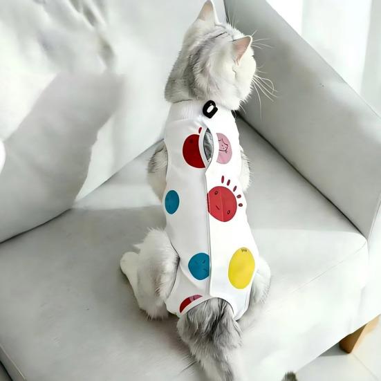 Herstelpak voor Katten Zachte Katoenen Kleding Schattige Cartoon Print Kat Vierpoot Kleding