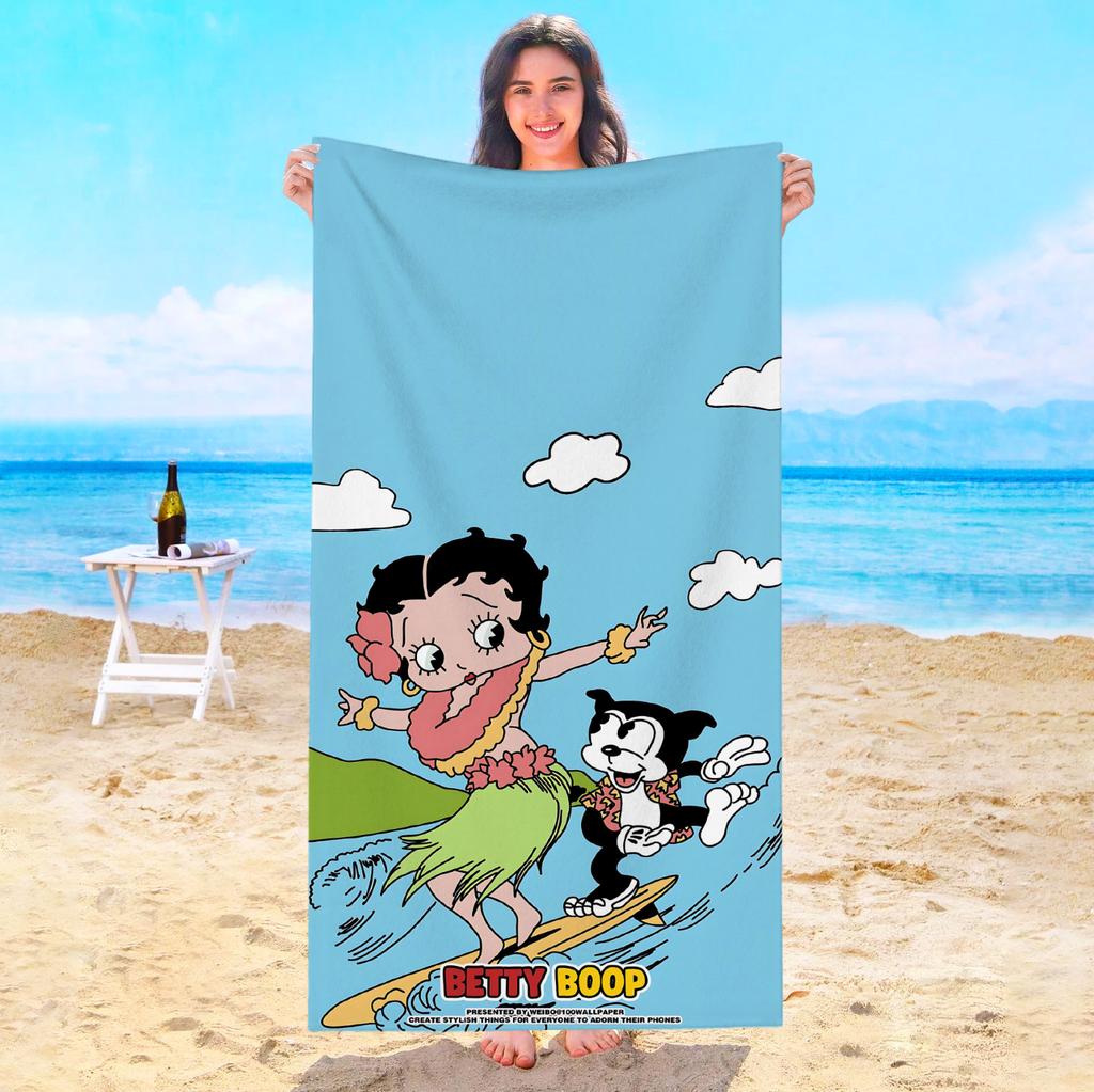 Cute Girls B-Bettys Boops Beach Towel Sauna Swimming Pool Bath Towels Bathroom For Home Playa Travel Spa Baby Microfiber Gym Sea