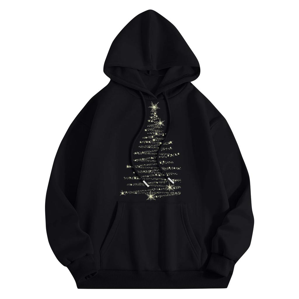 Women's Round Neck Long Sleeve Casual Printed Top Hooded Sweatshirt