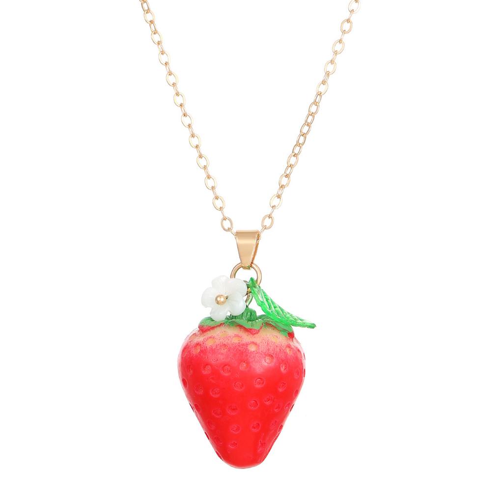 Strawberry/Peach Pendant Necklace Fruit Necklace Alloy Texture Fashion and Trendy Jewelry Suitable for Fashion Lover