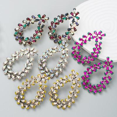 Women Long Drop Earrings Titanium Steel Alloy Pendant Earrings Acrylic Colorful Crystal Geometric Ear Ornaments