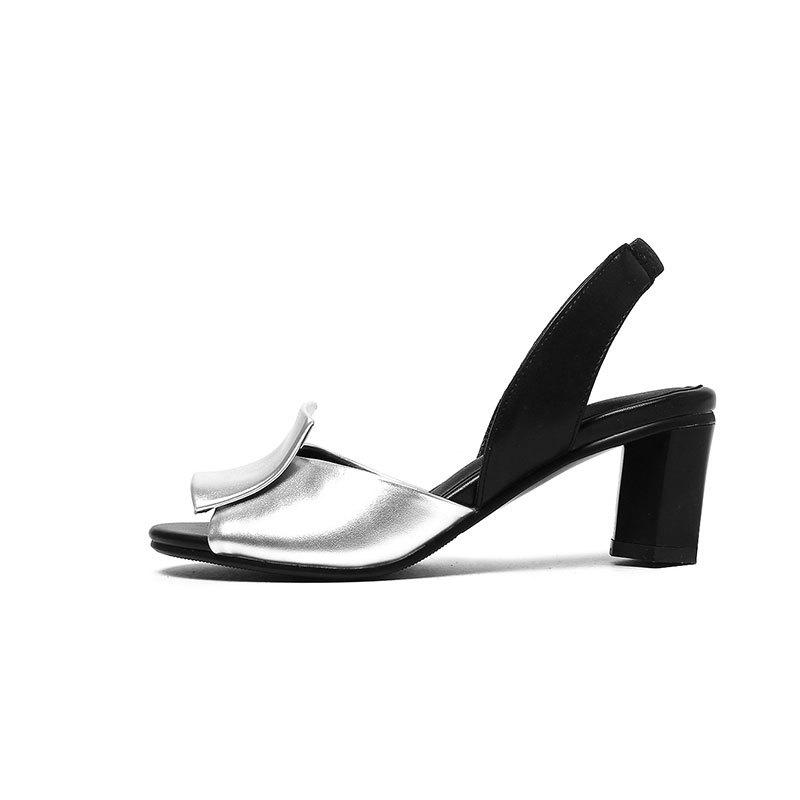 

Женские сандалии с квадратным носом на высоком каблуке, летние, с одной ремешком, слингбэки, Женские Sandalias Mujer, Sandale Femme, Большие размеры 35-43 35 серебряный