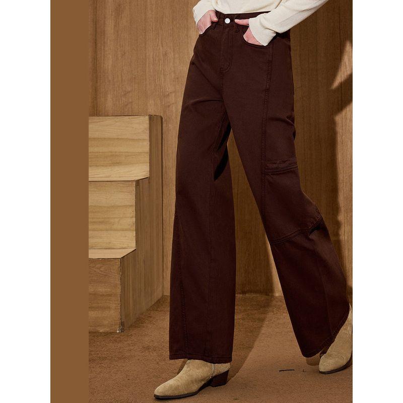 Coolhut Retro High-Waisted Slimming Loose Wide-Leg Cargo Pants Autumn and Winter Women's Jeans Scimitar