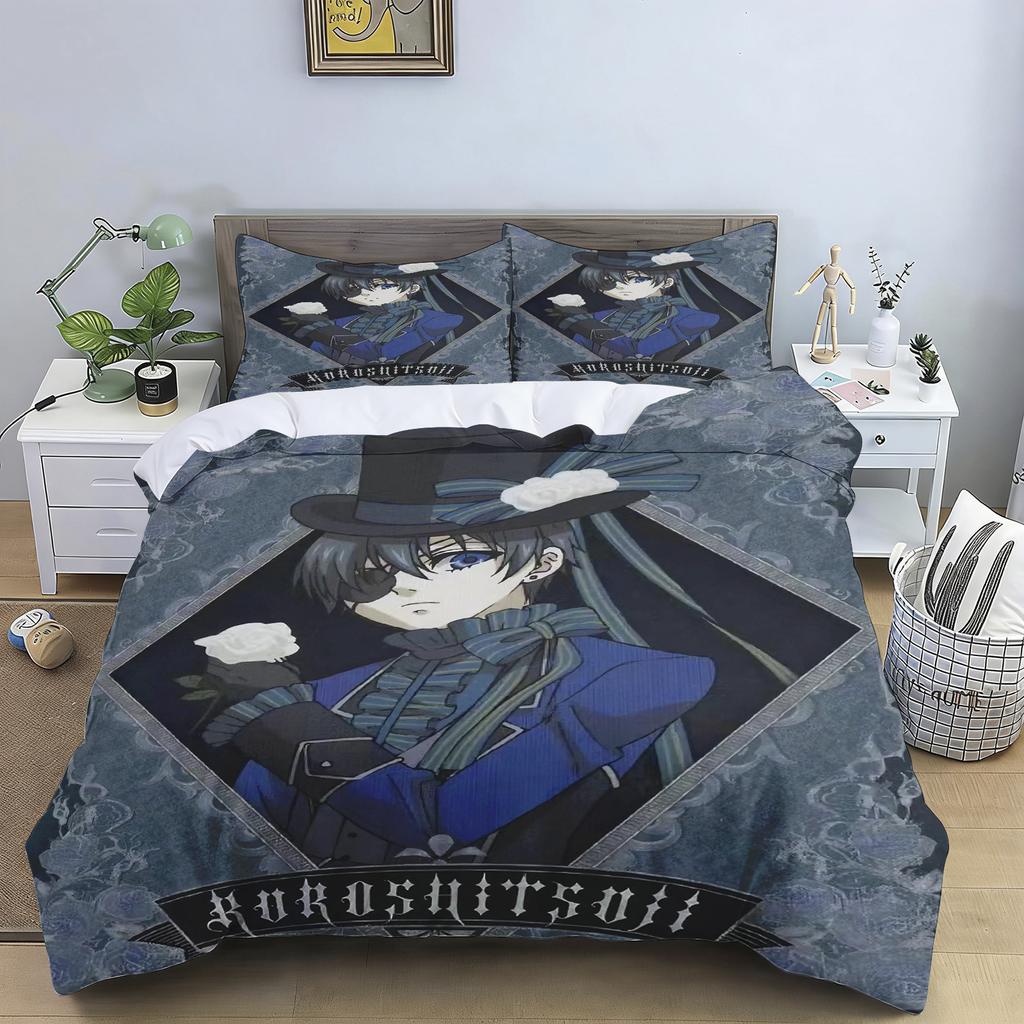 2/3pcs Bedding Set Cartoon Japanese Manga Black Butler Duvet Cover Childlike Bedroom 100% Polyester Adult Gift