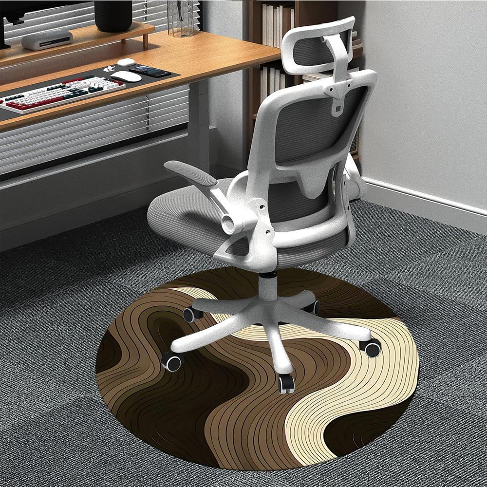 

1pc Wave Form Office Round Area Rug, Indoor Mat Suitable For Office, Under Office Chairs Bedroom Living Room Home Decor, Room Deco 082 80cm by 80cm