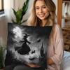 1pc Bohemian Witch & Black Cat Castle Cushion Cover - Soft Plush Zipper Pillowcase Suitable for Sofa, Machine Washable Contemporary Gothic Decor with