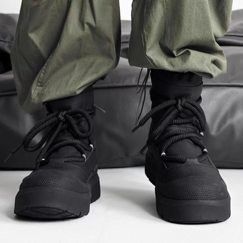 Winter Kurz Einfarbig Herren Plüsch High Top Dickbesohlte Schneestiefel Mode Vielseitig Warm Weich Bequem Haarige Baumwollstiefel