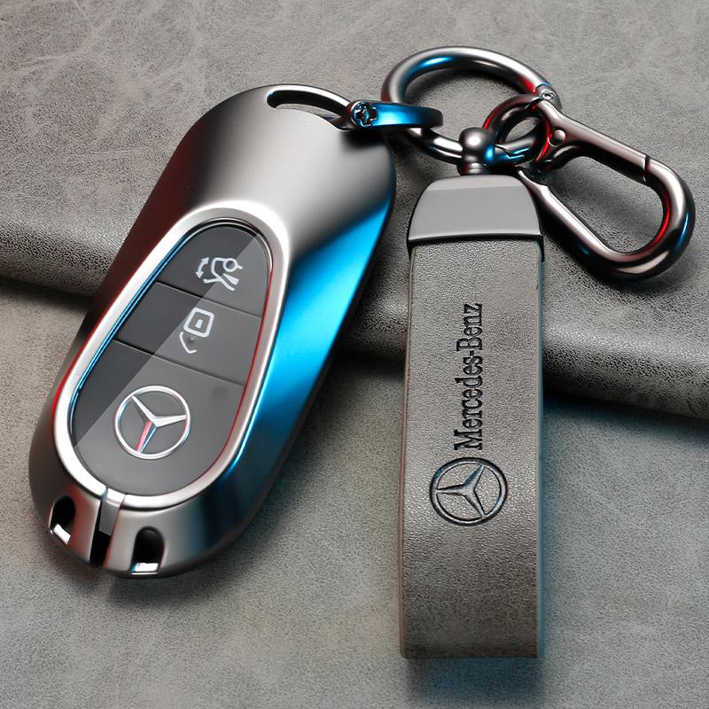 PZQ2 Leather Car Key Cover Case Protection Shell Keychain For Mercedes Benz C S A Class W206 W223 S350 C260 C300 S400 S450 S480 S500