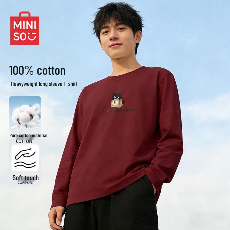 MINISO Men's Pure Cotton Long Sleeve T-Shirt