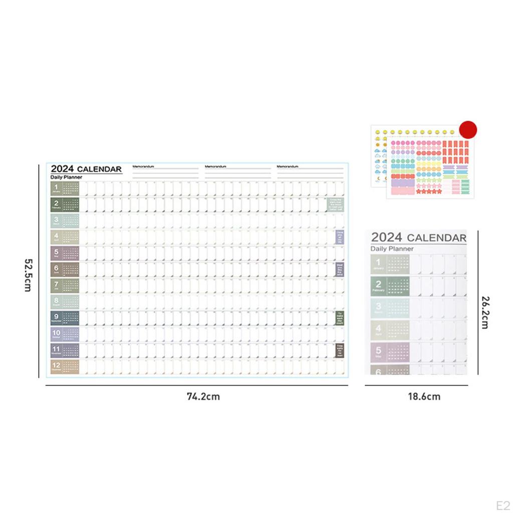 Foldable Wall Calendar, Portable , Weekly Planner, Yearly Poster for Classrooms, Offices, Pla