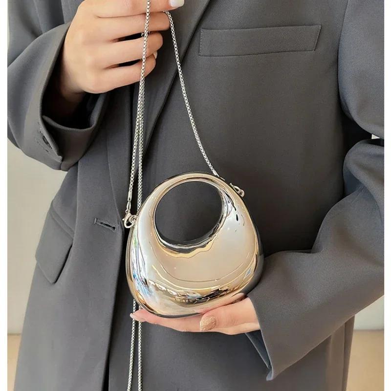 Hot Selling Women's Crossbody Bag 2024 New PVC Metallic Luster Half Moon Party Banquet Women's Bag Luxury Handbag Bolso De Mujer