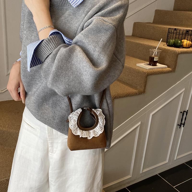 Sac à main pour petite fille à bordure en dentelle, Mini sac bandoulière mignon pour bébé, Sac à bandoulière unique pour enfant