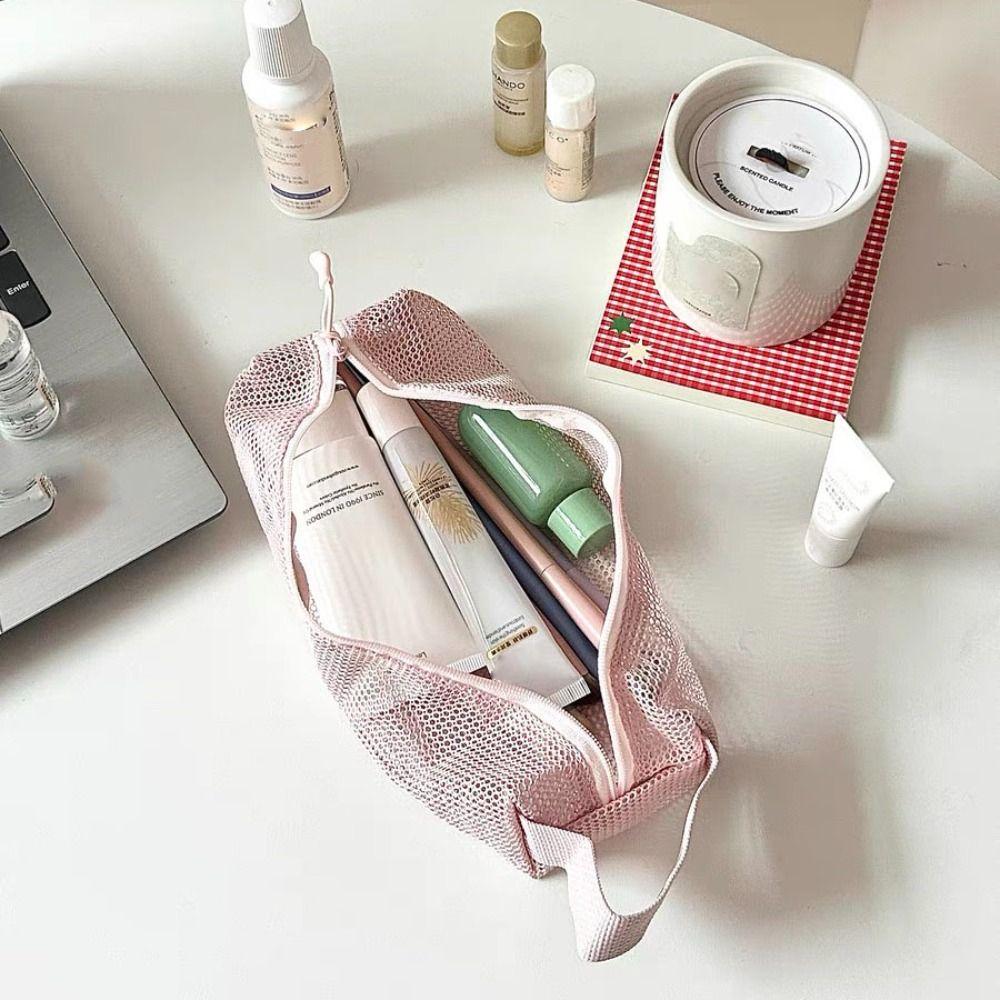 Breathable Mesh Toiletry Bag Foldable Washing Handbag Simple Toiletry Storage Bag  Business