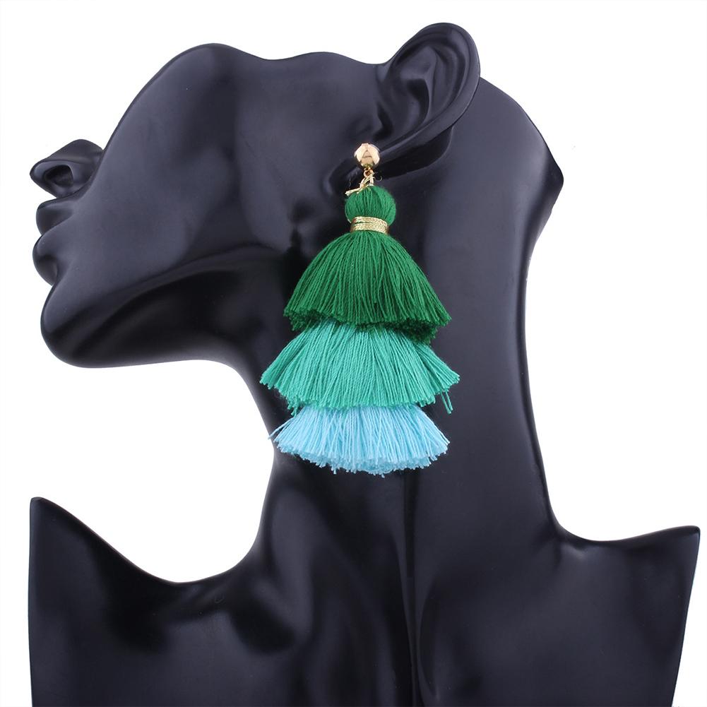 Bohemian Multilayer Tassel Earrings 3 Layered Colorful Fringe Dangle Drop Earrings Women Jewelry
