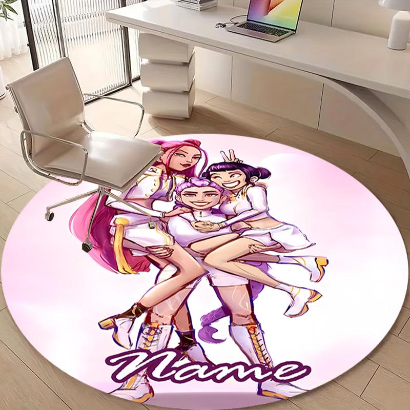 Personalized K-KPop Demon Hunters Round Chair Office Rug - Perfect for Mat, Office Chair & More - Ideal Gift for Birthdays and Holidays
