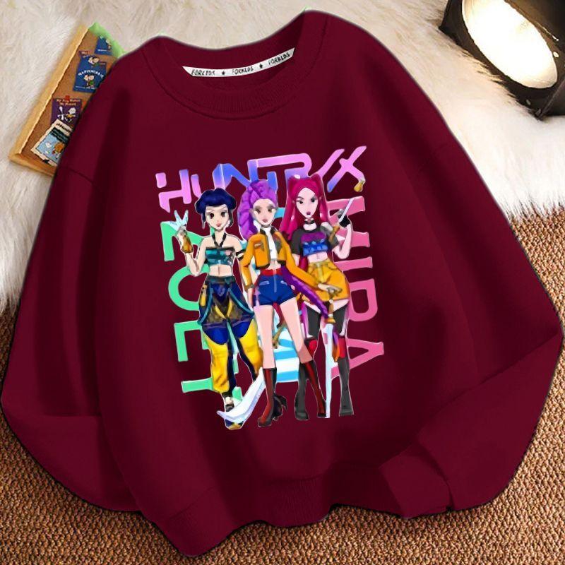 Children's Trendy Witch Hunt Team Hoodies for Autumn and Winter, Casual Long-sleeved Round-neck Hoodies for Boys and Girls