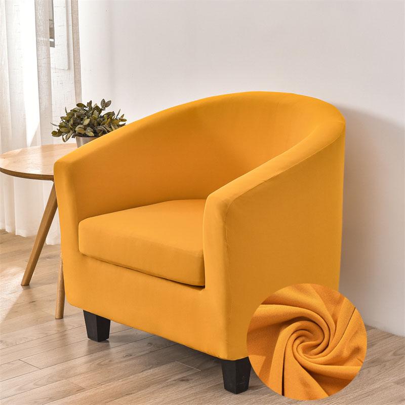 Solid Color Tub Chair Cover Stretch Armchair Cover Club Sofa Slipcover Armchair Covers With Cushion Cover For Living Room Home