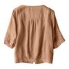 Leichte Retro-Bluse für Damen mit V-Ausschnitt, locker, aus Leinen-Baumwolle, mit Knöpfen