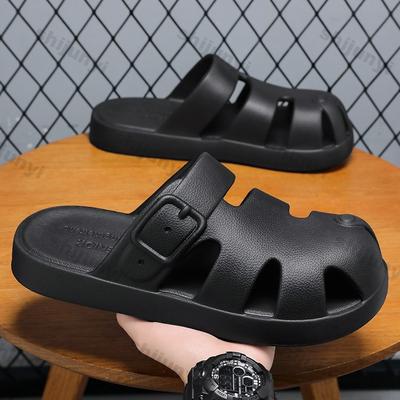 Fashion Beach Men's 2025 Summer New Fashion Comfortable Soft Sole Home Slippers Men's Baotou Slip On Outdoor Casual Flat Half Sandals