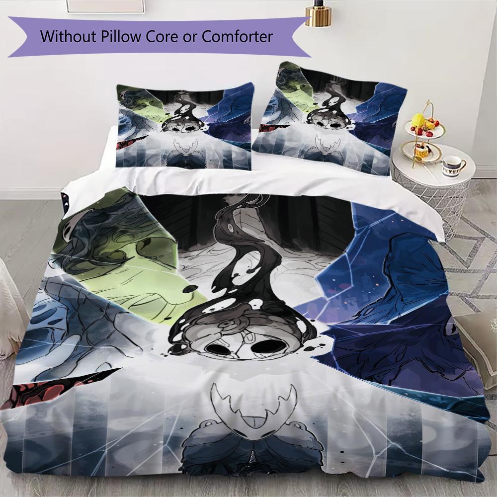 

Hollow Knight Pattern Bedding uilt Set uilt Cover Pillowcase Home Decoration Birthday Gift (1 * duvet cover + 2 * pillowcase without core)43 135x200cm