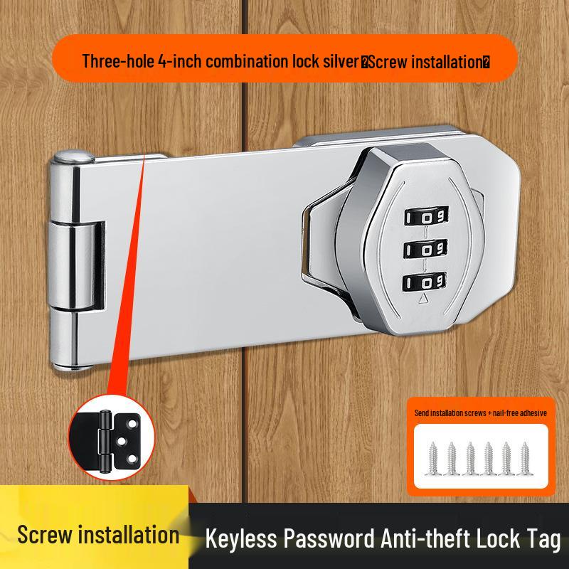 No-Drill Combination Lock for Cabinets, Drawers, and Refrigerators - Anti-Theft Double Door File Latch