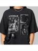 2026 Summer Vintage J Cole Pattern TShirt  Vintage 90s Hip Hop Style Unisex  TShirt Casual Loose Version Clothing Goth Tops